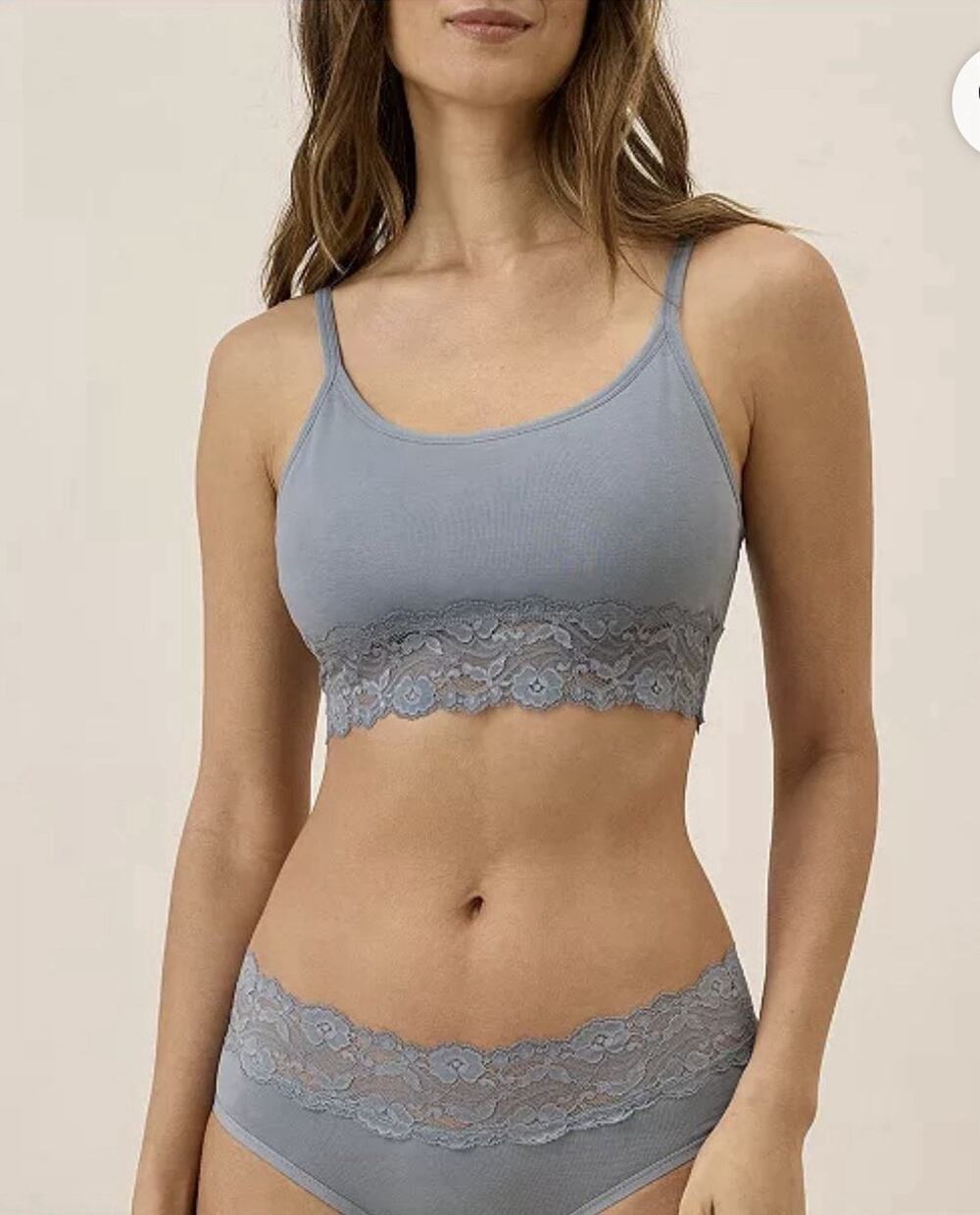 Pact Gray Lace Smooth Cop Bralette Sz S